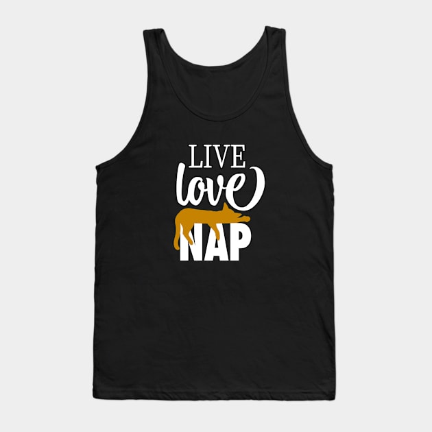 Live Love Nap Sleepy Orange Tabby Cat - Lazy Day Kitty Lover Tank Top by cottoncanvas